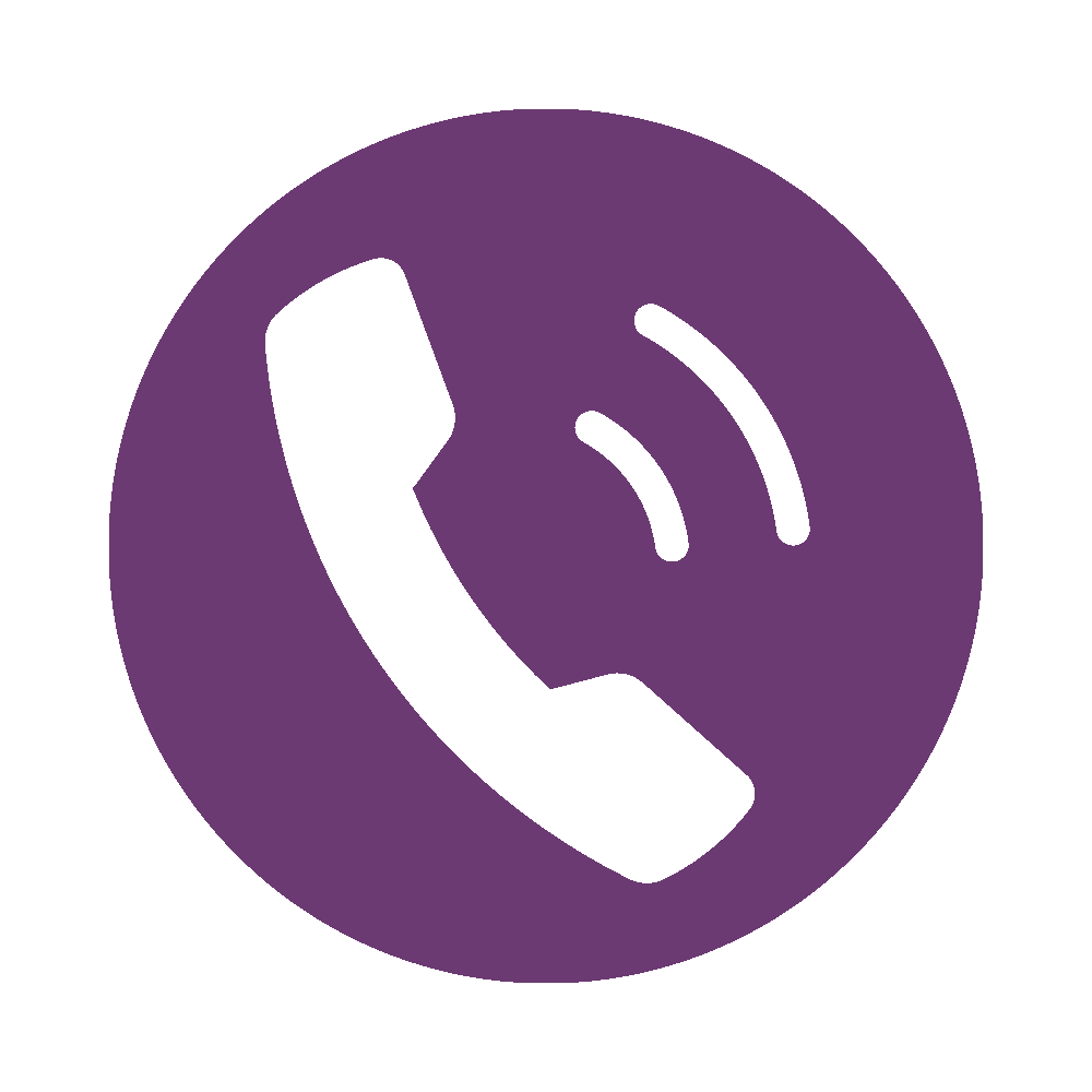 Phone call icon white on pink circular background